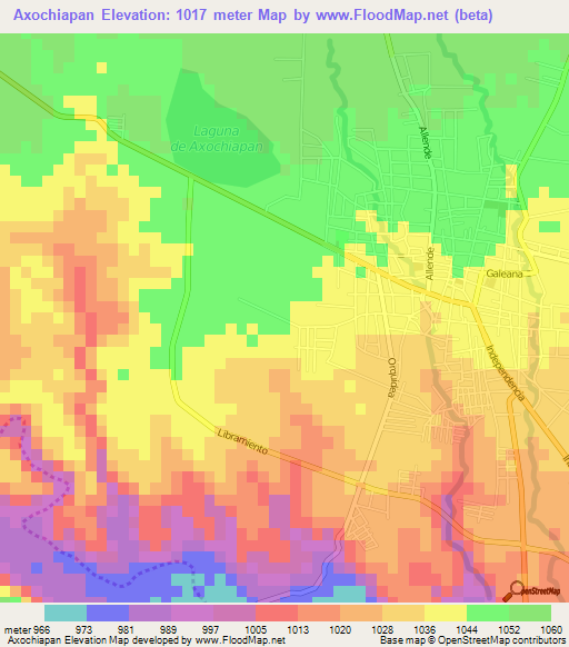 Axochiapan,Mexico Elevation Map