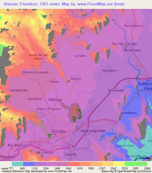 Atzacan,Mexico Elevation Map