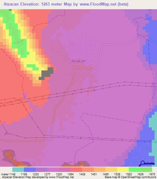 Atzacan,Mexico Elevation Map