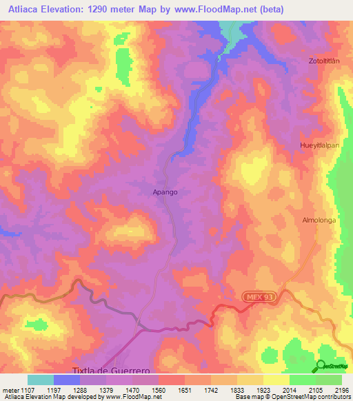 Atliaca,Mexico Elevation Map