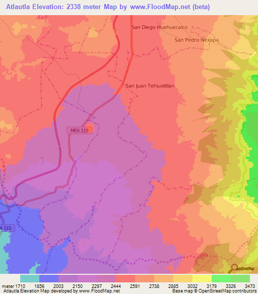 Atlautla,Mexico Elevation Map