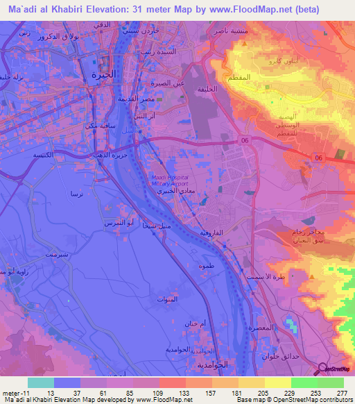 Ma`adi al Khabiri,Egypt Elevation Map