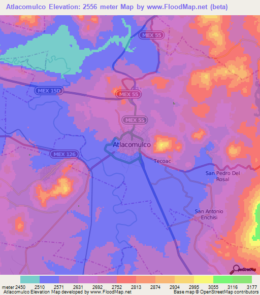 Atlacomulco,Mexico Elevation Map