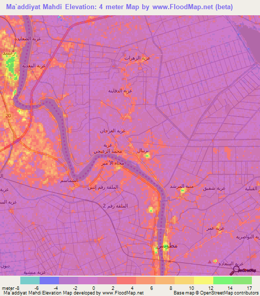 Ma`addiyat Mahdi,Egypt Elevation Map