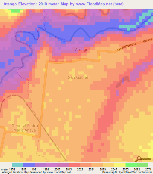 Atengo,Mexico Elevation Map