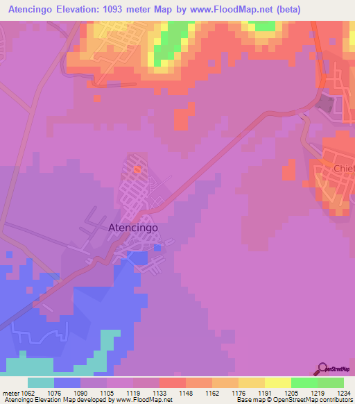 Atencingo,Mexico Elevation Map