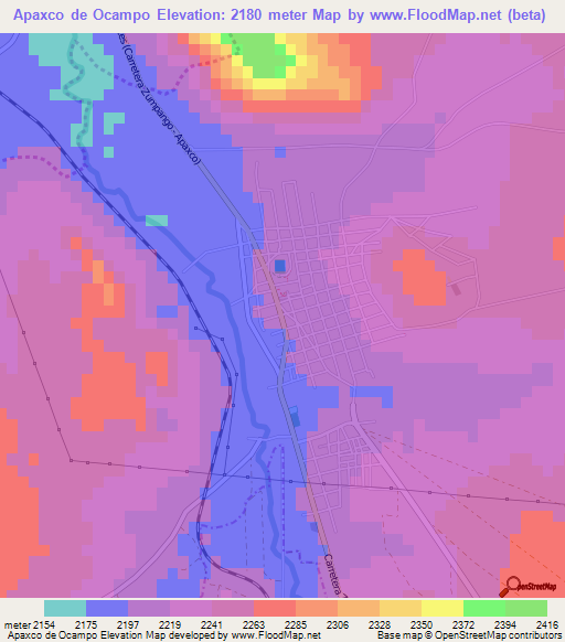 Apaxco de Ocampo,Mexico Elevation Map