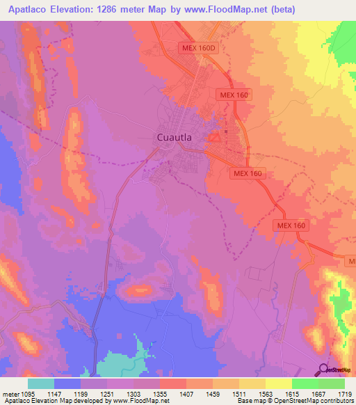 Apatlaco,Mexico Elevation Map