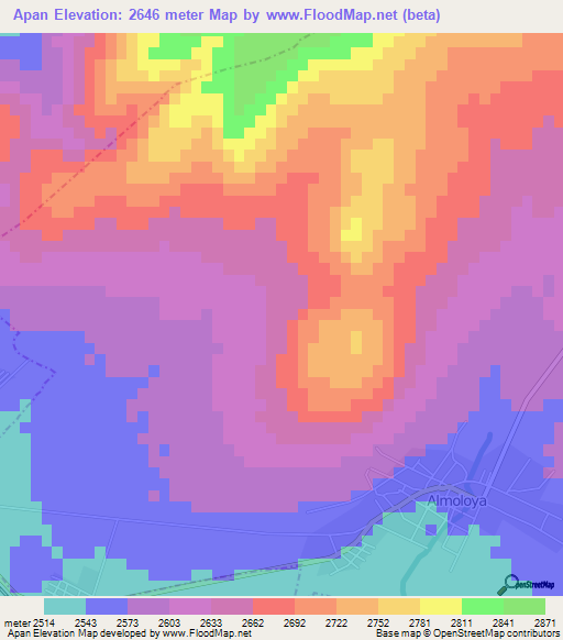 Apan,Mexico Elevation Map