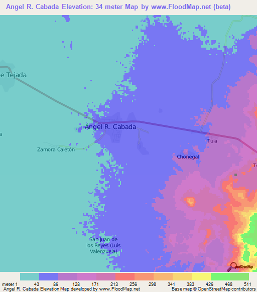 Angel R. Cabada,Mexico Elevation Map