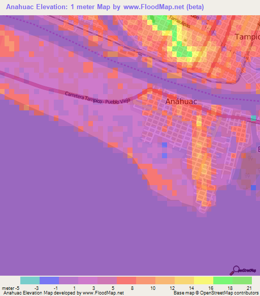 Anahuac,Mexico Elevation Map