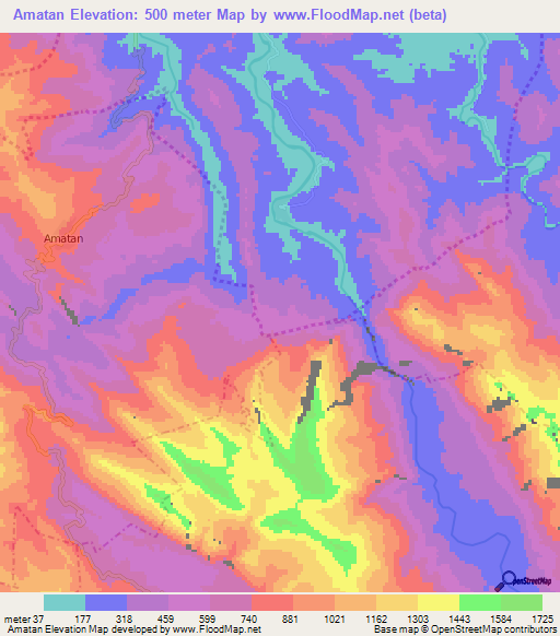 Amatan,Mexico Elevation Map