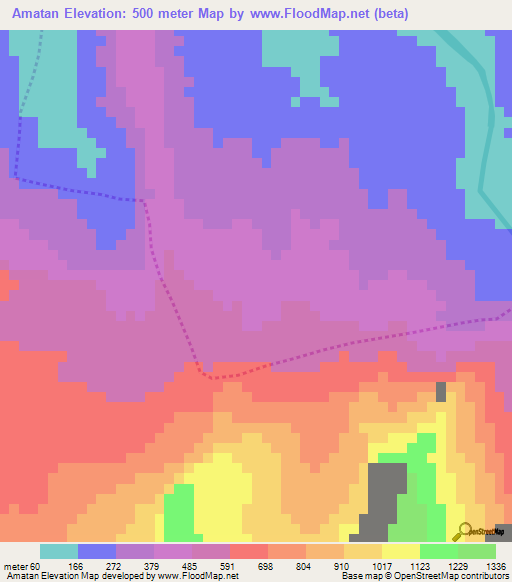 Amatan,Mexico Elevation Map