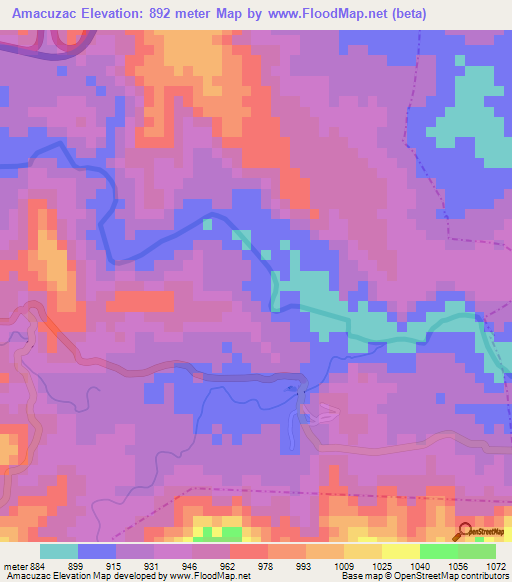 Amacuzac,Mexico Elevation Map