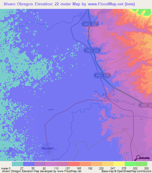 Alvaro Obregon,Mexico Elevation Map