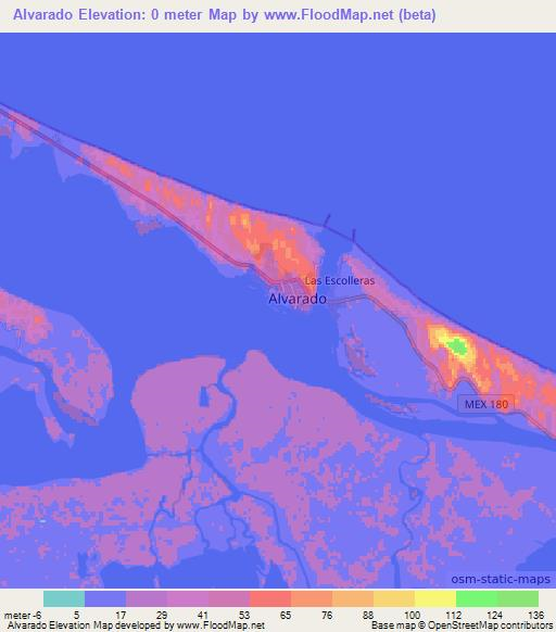 Alvarado,Mexico Elevation Map