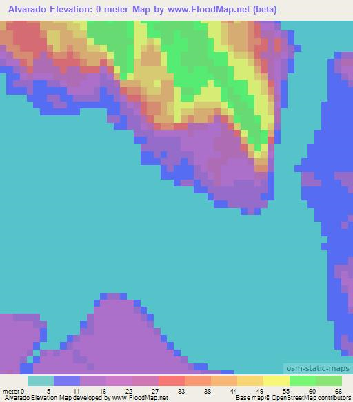 Alvarado,Mexico Elevation Map