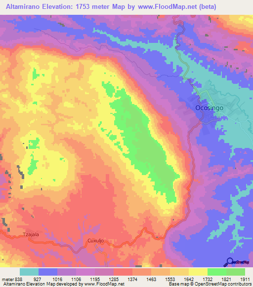 Altamirano,Mexico Elevation Map