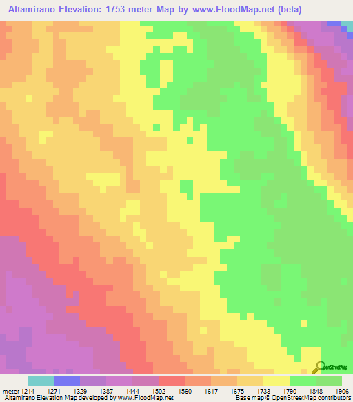 Altamirano,Mexico Elevation Map