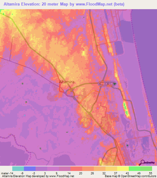 Altamira,Mexico Elevation Map