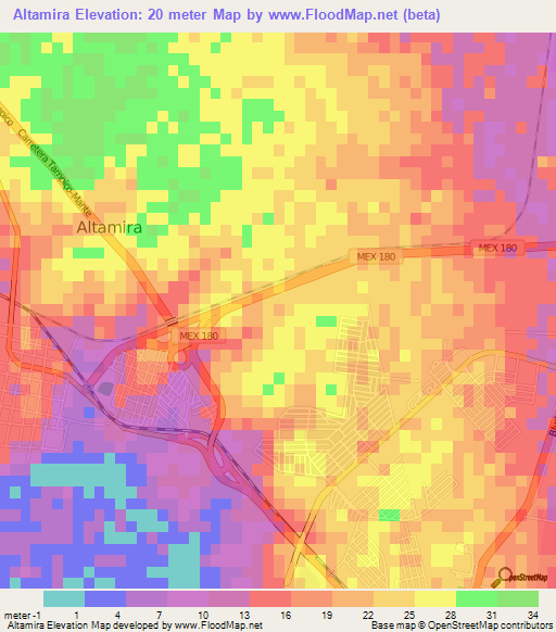 Altamira,Mexico Elevation Map