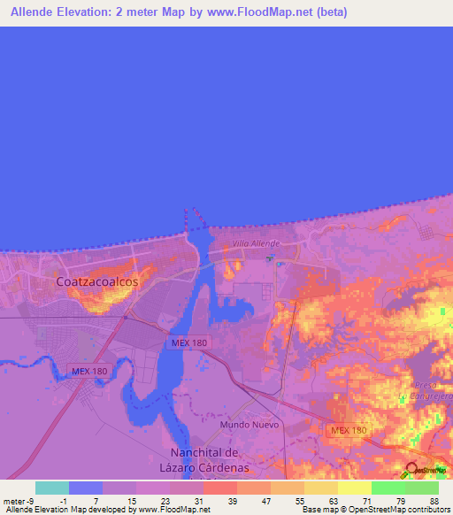 Allende,Mexico Elevation Map