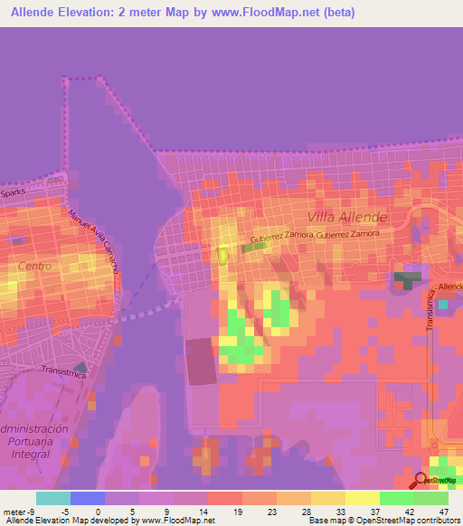 Allende,Mexico Elevation Map