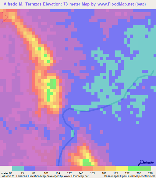 Alfredo M. Terrazas,Mexico Elevation Map