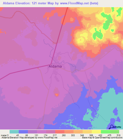 Aldama,Mexico Elevation Map