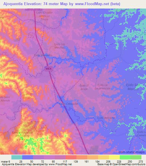 Ajoquentla,Mexico Elevation Map