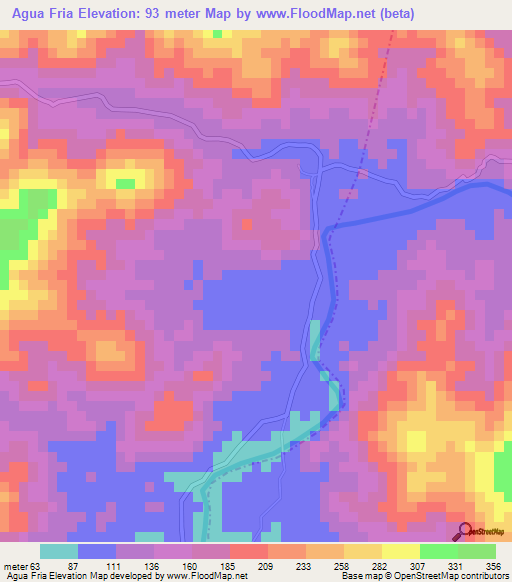 Agua Fria,Mexico Elevation Map