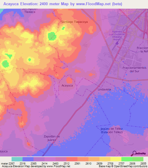 Acayuca,Mexico Elevation Map