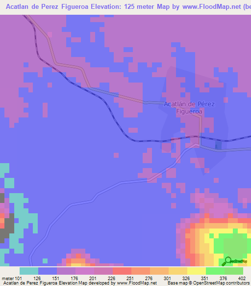 Acatlan de Perez Figueroa,Mexico Elevation Map