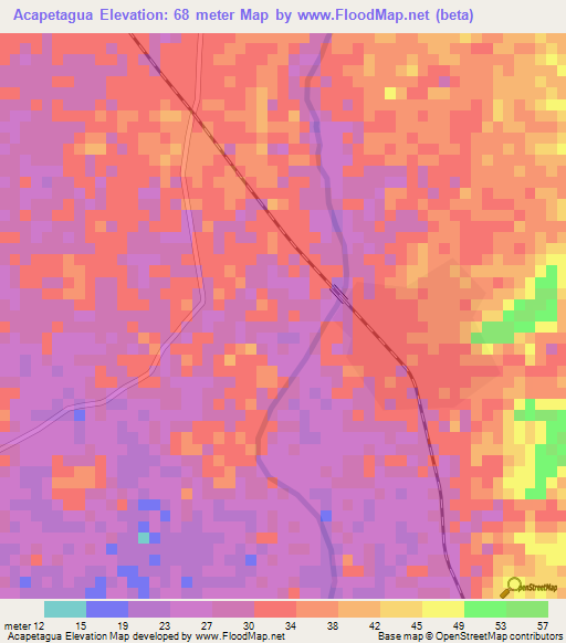 Acapetagua,Mexico Elevation Map