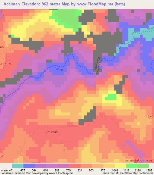 Acalman,Mexico Elevation Map