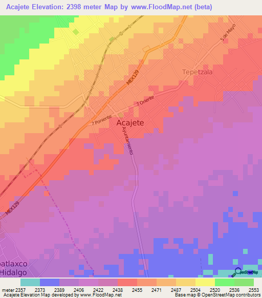 Acajete,Mexico Elevation Map