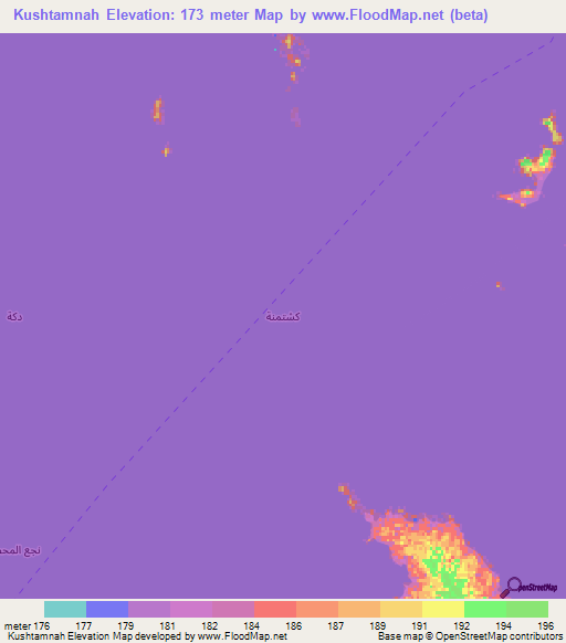 Kushtamnah,Egypt Elevation Map