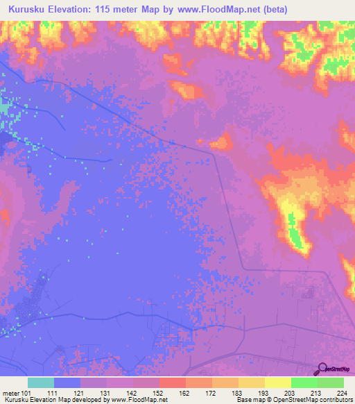 Kurusku,Egypt Elevation Map