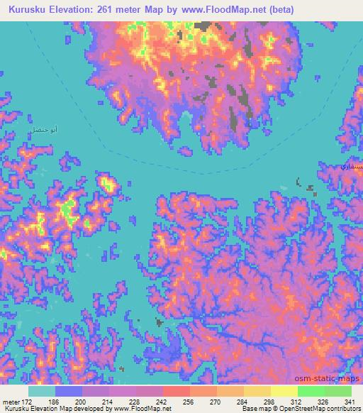 Kurusku,Egypt Elevation Map