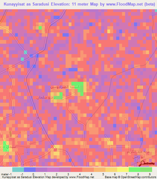 Kunayyisat as Saradusi,Egypt Elevation Map