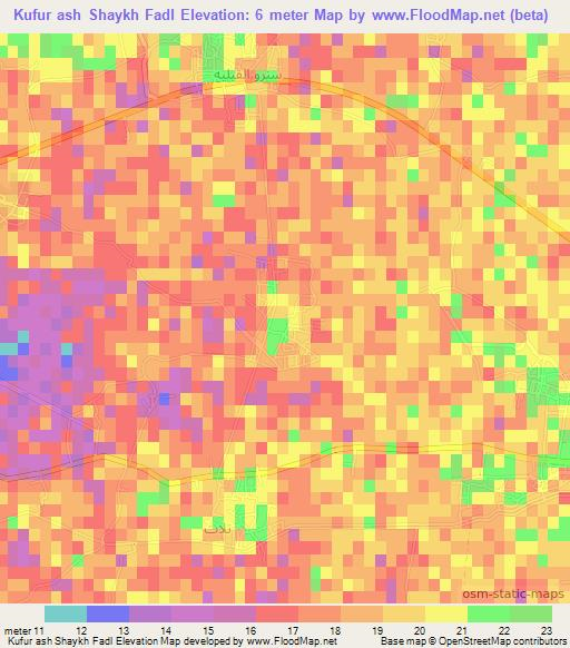 Kufur ash Shaykh Fadl,Egypt Elevation Map