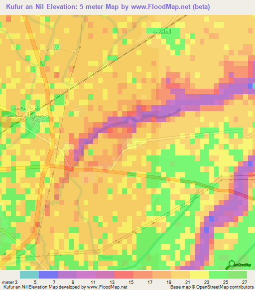 Kufur an Nil,Egypt Elevation Map