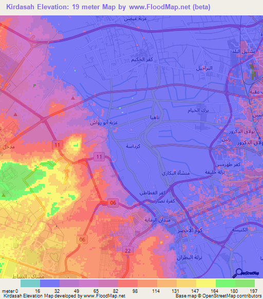 Kirdasah,Egypt Elevation Map