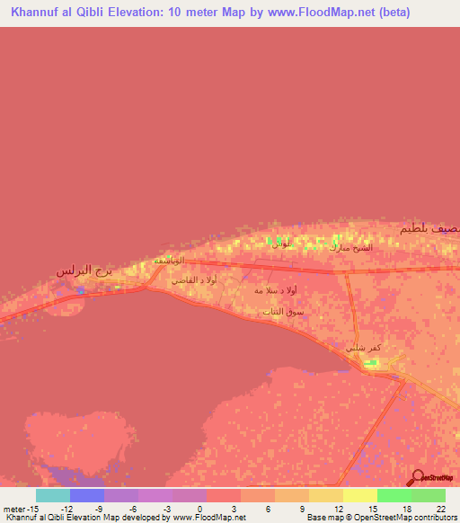 Khannuf al Qibli,Egypt Elevation Map