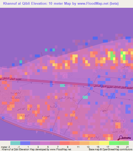 Khannuf al Qibli,Egypt Elevation Map