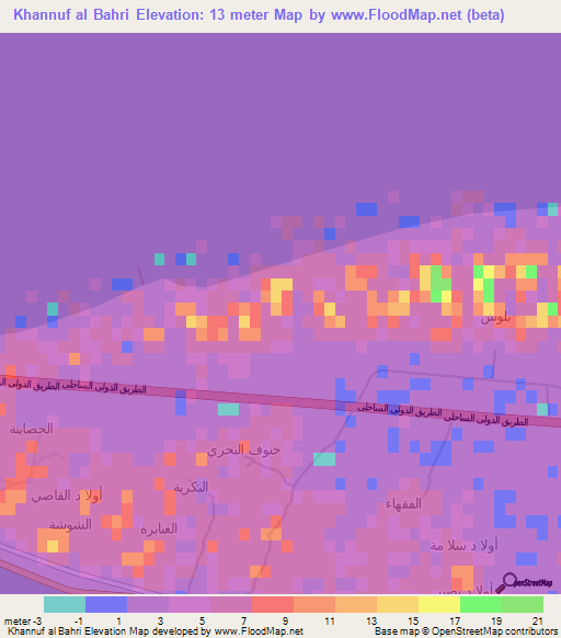 Khannuf al Bahri,Egypt Elevation Map