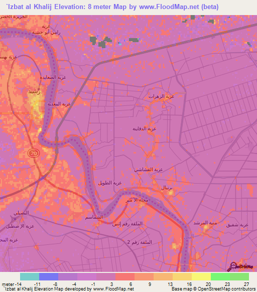 `Izbat al Khalij,Egypt Elevation Map