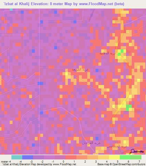 `Izbat al Khalij,Egypt Elevation Map