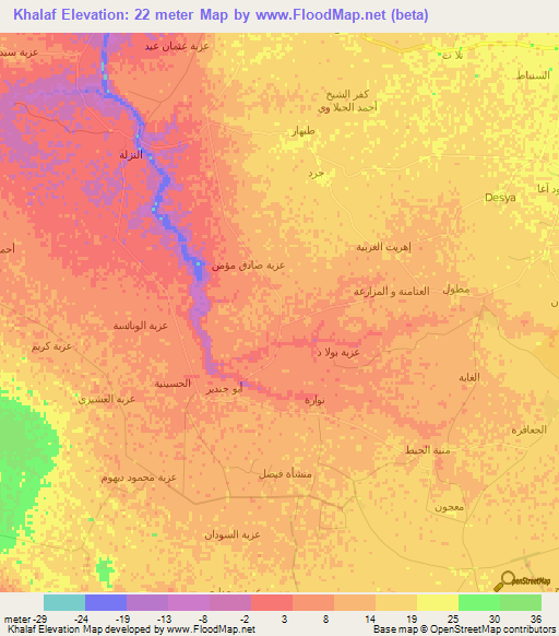 Khalaf,Egypt Elevation Map