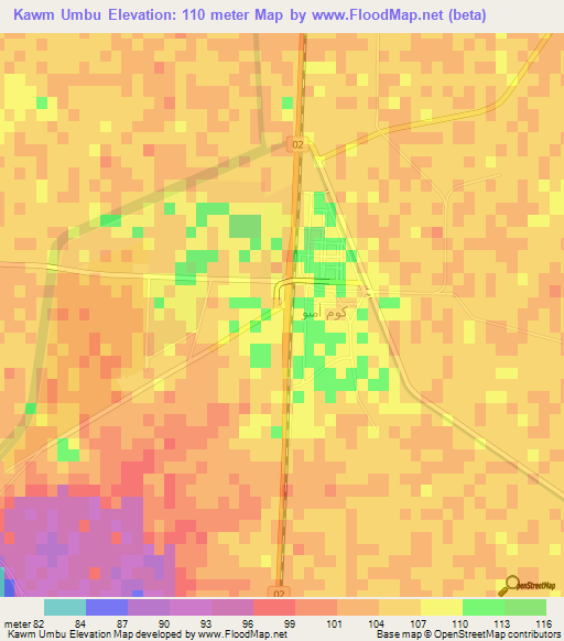 Kawm Umbu,Egypt Elevation Map